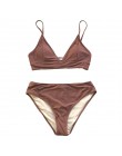 CUPSHE Brown sznurowane zestawy Bikini kobiety trójkąt średnio wysoka talia dwa kawałki stroje kąpielowe 2020 dziewczyna zwykły 