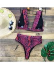 Klamra bikini wysokie w talii 2020 afrykańskie stroje kąpielowe kobiety strój kąpielowy Sexy czerwony nadruk węża strój kąpielow