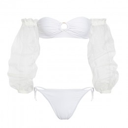 Z długim rękawem kobieta bikini 2020 mujer kąpiących biały strój kąpielowy stroje kąpielowe bandeau kobiety Sexy brazylijski str