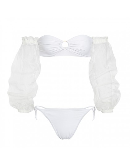 Z długim rękawem kobieta bikini 2020 mujer kąpiących biały strój kąpielowy stroje kąpielowe bandeau kobiety Sexy brazylijski str