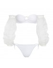 Z długim rękawem kobieta bikini 2020 mujer kąpiących biały strój kąpielowy stroje kąpielowe bandeau kobiety Sexy brazylijski str