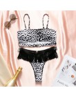 Seksowne bikini push up stroje kąpielowe bandeau 2020 kobiet wzór w cętki strój kąpielowy kobiety tassel strój kąpielowy kąpiący