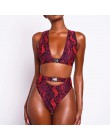 Klamra bikini wysokie w talii 2020 afrykańskie stroje kąpielowe kobiety strój kąpielowy Sexy czerwony nadruk węża strój kąpielow