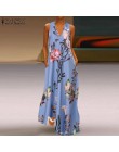 ZANZEA 2020 moda lato Sundress kobiety długa, maksi Vestidos Floral wydrukowano artystyczna sukienka panie casualowe kieszenie d