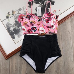 Melphieer bikini wysokie w talii 2020 Biquini Plus rozmiar stroje kąpielowe kobiety 3XL drukuj strój kąpielowy bandaż strój kąpi