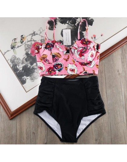 Melphieer bikini wysokie w talii 2020 Biquini Plus rozmiar stroje kąpielowe kobiety 3XL drukuj strój kąpielowy bandaż strój kąpi