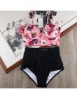 Melphieer bikini wysokie w talii 2020 Biquini Plus rozmiar stroje kąpielowe kobiety 3XL drukuj strój kąpielowy bandaż strój kąpi