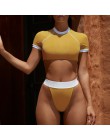 Bikinx żółty sportowy strój kąpielowy brazylia stringi strój kąpielowy dla kobiet Push up strój kąpielowy sexy kąpiących krótki 