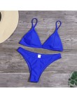 Sexy trójkątne Bikini Set nowe kobiety stałe strój kąpielowy stroje kąpielowe lato plaża nosić kobiet niskiej talii czerwony str