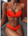 Dekolt w szpic push up bikini wysokie cięcie prążkowany strój kąpielowy z niskim paskiem wokół talii kobiet stroje kąpielowe