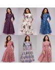 Capucines granatowy 3/4 rękawy sukienka z nadrukiem kobiety 2019 wiosna lato portmonetka vintage-line Casual dress Elegent Party