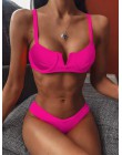 Dekolt w szpic push up bikini wysokie cięcie prążkowany strój kąpielowy z niskim paskiem wokół talii kobiet stroje kąpielowe