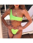 Mossha seksowne stringi różowe bikini Neon kostium kąpielowy damski strój kąpielowy jedno ramię Bikini set 2020 stroje kąpielowe