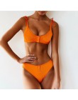 Dekolt w szpic push up bikini wysokie cięcie prążkowany strój kąpielowy z niskim paskiem wokół talii kobiet stroje kąpielowe