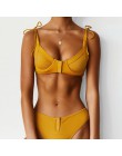 Dekolt w szpic push up bikini wysokie cięcie prążkowany strój kąpielowy z niskim paskiem wokół talii kobiet stroje kąpielowe