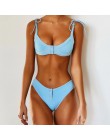 Dekolt w szpic push up bikini wysokie cięcie prążkowany strój kąpielowy z niskim paskiem wokół talii kobiet stroje kąpielowe