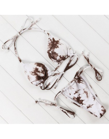 OMKAGI stroje kąpielowe kobiety Tie dye Bikini Set strój kąpielowy kostiumy kąpielowe Push Up pływanie stroje kąpielowe seksowna