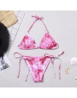 OMKAGI stroje kąpielowe kobiety Tie dye Bikini Set strój kąpielowy kostiumy kąpielowe Push Up pływanie stroje kąpielowe seksowna
