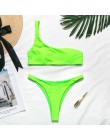 Mossha seksowne stringi różowe bikini Neon kostium kąpielowy damski strój kąpielowy jedno ramię Bikini set 2020 stroje kąpielowe