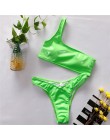 Mossha seksowne stringi różowe bikini Neon kostium kąpielowy damski strój kąpielowy jedno ramię Bikini set 2020 stroje kąpielowe