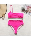 Mossha seksowne stringi różowe bikini Neon kostium kąpielowy damski strój kąpielowy jedno ramię Bikini set 2020 stroje kąpielowe