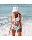 Melphieer na szyję Tank krótki top Bikini szydełka zestaw Bikini stroje kąpielowe kobiety kostium kąpielowy damski kostium kąpie