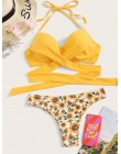 Melphieer na szyję Tank krótki top Bikini szydełka zestaw Bikini stroje kąpielowe kobiety kostium kąpielowy damski kostium kąpie
