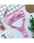 Mossha seksowne stringi różowe bikini Neon kostium kąpielowy damski strój kąpielowy jedno ramię Bikini set 2020 stroje kąpielowe