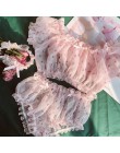 Kobiety Sheer gwiazdy bardzo cienka gaza Ruffles Off ramię z długim rękawem topy szorty Leg pierścień bielizna zestaw pokusa sek