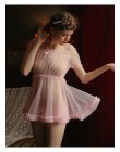 Kobiety Sheer gwiazdy bardzo cienka gaza Ruffles Off ramię z długim rękawem topy szorty Leg pierścień bielizna zestaw pokusa sek