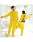 Kigurumi jednorożec piżama dorosłych zwierząt Pikachu Onesie kobiety mężczyźni para 2019 zimowa piżama garnitur Stitch piżamy fl