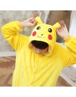 Kigurumi jednorożec piżama dorosłych zwierząt Pikachu Onesie kobiety mężczyźni para 2019 zimowa piżama garnitur Stitch piżamy fl