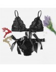SHEIN koronkowy seksowny komplet bielizny gorące kobiety bielizna nocna V Neck bez rękawów koronkowy ścieg muszelkowy Bralette i