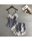 BZEL nowa piżama ustawia Sexy koronkowe piżamy dla kobiet V-neck Pijama Femme lato bielizna nocna satynowa bielizna nocna bieliz