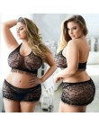 Plus rozmiar seksowna bielizna erotyczna Babydoll bielizna damska czarna koronkowa koszula nocna duże rozmiary kostiumy bielizna