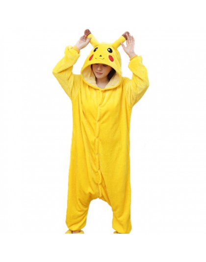 Kigurumi jednorożec piżama dorosłych zwierząt Pikachu Onesie kobiety mężczyźni para 2019 zimowa piżama garnitur Stitch piżamy fl