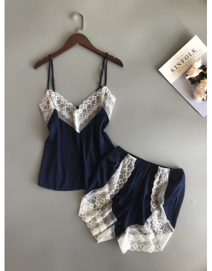 BZEL nowa piżama ustawia Sexy koronkowe piżamy dla kobiet V-neck Pijama Femme lato bielizna nocna satynowa bielizna nocna bieliz