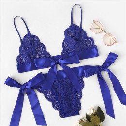 SHEIN koronkowy seksowny komplet bielizny gorące kobiety bielizna nocna V Neck bez rękawów koronkowy ścieg muszelkowy Bralette i