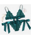 SHEIN koronkowy seksowny komplet bielizny gorące kobiety bielizna nocna V Neck bez rękawów koronkowy ścieg muszelkowy Bralette i