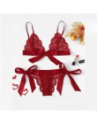 SHEIN koronkowy seksowny komplet bielizny gorące kobiety bielizna nocna V Neck bez rękawów koronkowy ścieg muszelkowy Bralette i