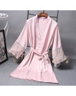 Druhna szaty satynowy szlafrok panna młoda elegancka bielizna nocna seksowna koronkowa szlafrok szlafrok Kimono jedwabny szlafro