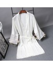Druhna szaty satynowy szlafrok panna młoda elegancka bielizna nocna seksowna koronkowa szlafrok szlafrok Kimono jedwabny szlafro