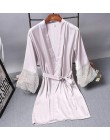 Druhna szaty satynowy szlafrok panna młoda elegancka bielizna nocna seksowna koronkowa szlafrok szlafrok Kimono jedwabny szlafro