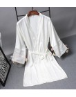 Druhna szaty satynowy szlafrok panna młoda elegancka bielizna nocna seksowna koronkowa szlafrok szlafrok Kimono jedwabny szlafro