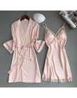 Sexy kobiety Rayon Kimono szlafrok biała panna młoda druhna suknia ślubna zestaw koronki wykończenia bielizna nocna Casual ubran