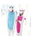 Kobiety Kigurumi jednorożec piżamy zestawy flanelowe śliczne piżama w zwierzątka zestawy kobiety zima unicornio Nightie piżamy b