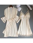 Sexy kobiety Rayon Kimono szlafrok biała panna młoda druhna suknia ślubna zestaw koronki wykończenia bielizna nocna Casual ubran