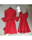 Sexy kobiety Rayon Kimono szlafrok biała panna młoda druhna suknia ślubna zestaw koronki wykończenia bielizna nocna Casual ubran