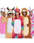 Flanelowe kingurumi dorosłych zwierząt pijama jednorożec piżamy kobiety Cosplay Kigurumi piżama Totoro Stitch Onsie Homewear bie