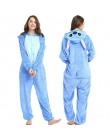 Flanelowe kingurumi dorosłych zwierząt pijama jednorożec piżamy kobiety Cosplay Kigurumi piżama Totoro Stitch Onsie Homewear bie